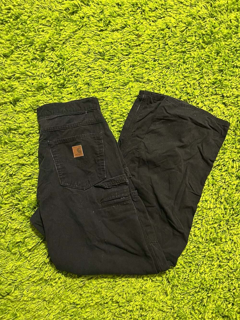 Carhartt Black Canvas Utility Work Pants with Hammer Loop and Cargo Pockets